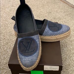 Authentic Luis Vuitton denim/blue espadrille flats